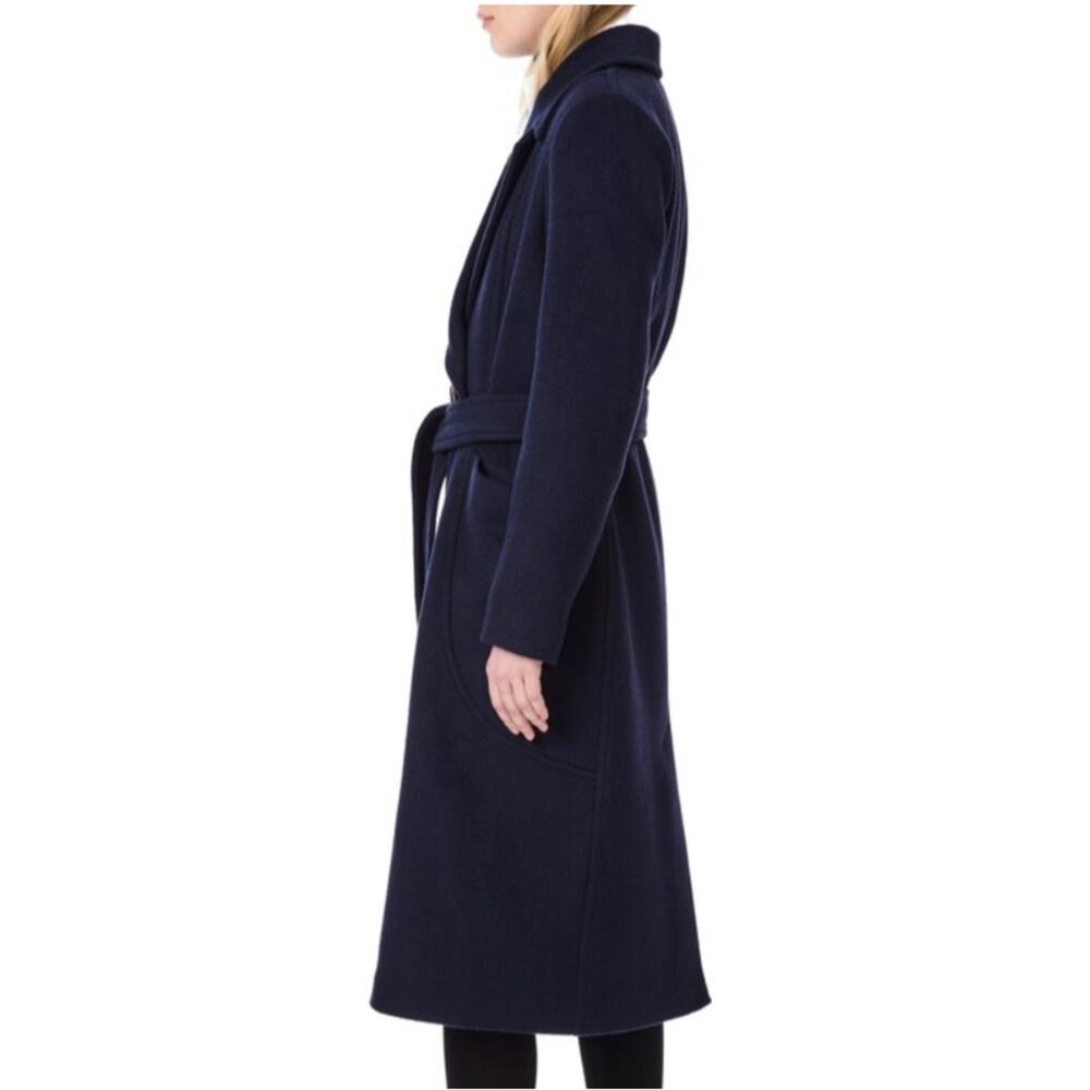 Bernardo Belted Wool Blend Longline Coat - Deep Navy Size XL - Picture 3 of 10